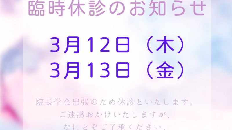 【3月12日・13日の休診のご案内】